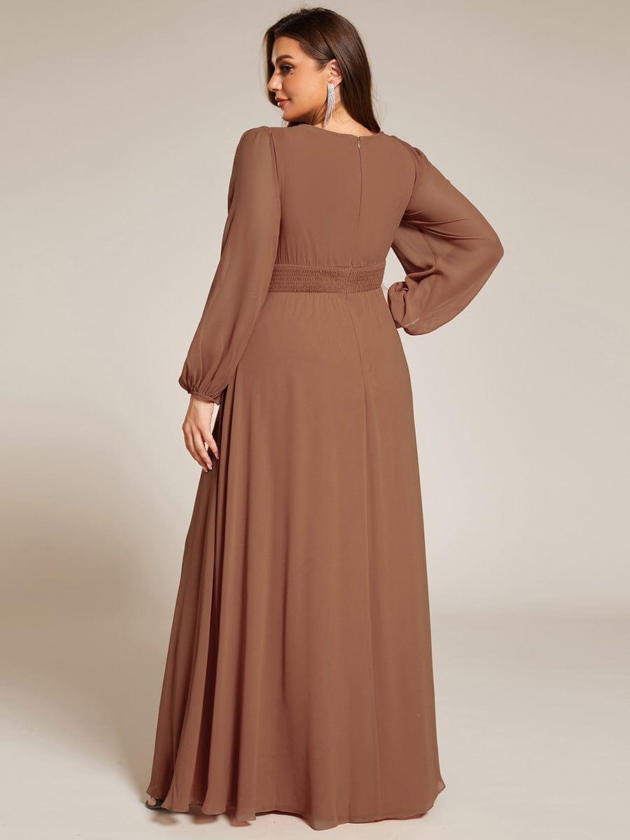 ever CELESTE|Chiffon Long Sleeve Pleated Floor Length Dress