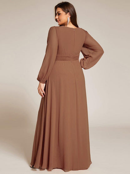 ever CELESTE|Chiffon Long Sleeve Pleated Floor Length Dress