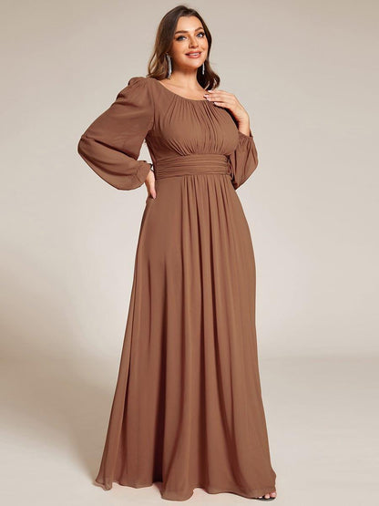 ever CELESTE|Chiffon Long Sleeve Pleated Floor Length Dress
