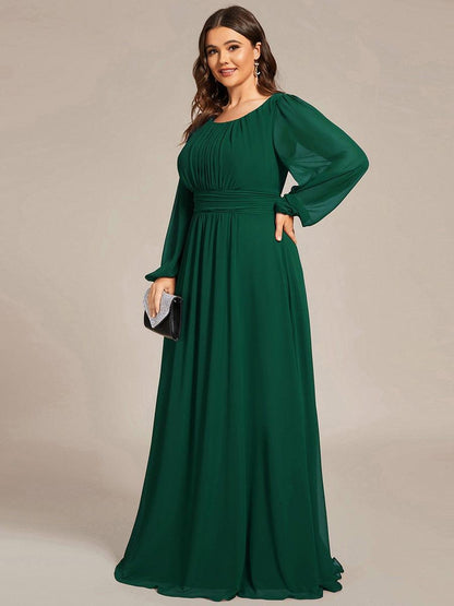 ever CELESTE|Chiffon Long Sleeve Pleated Floor Length Dress