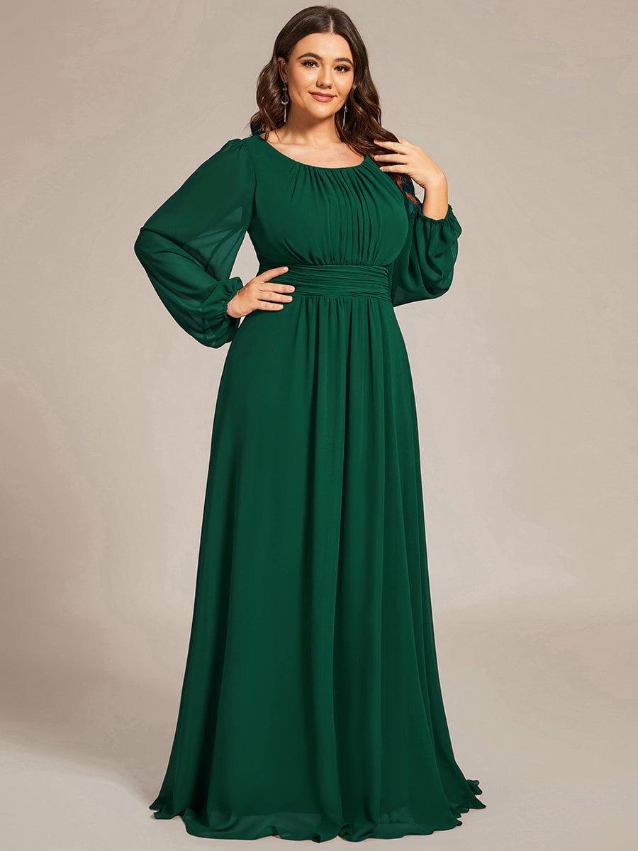 ever CELESTE|Chiffon Long Sleeve Pleated Floor Length Dress