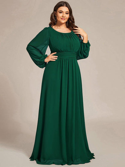 ever CELESTE|Chiffon Long Sleeve Pleated Floor Length Dress
