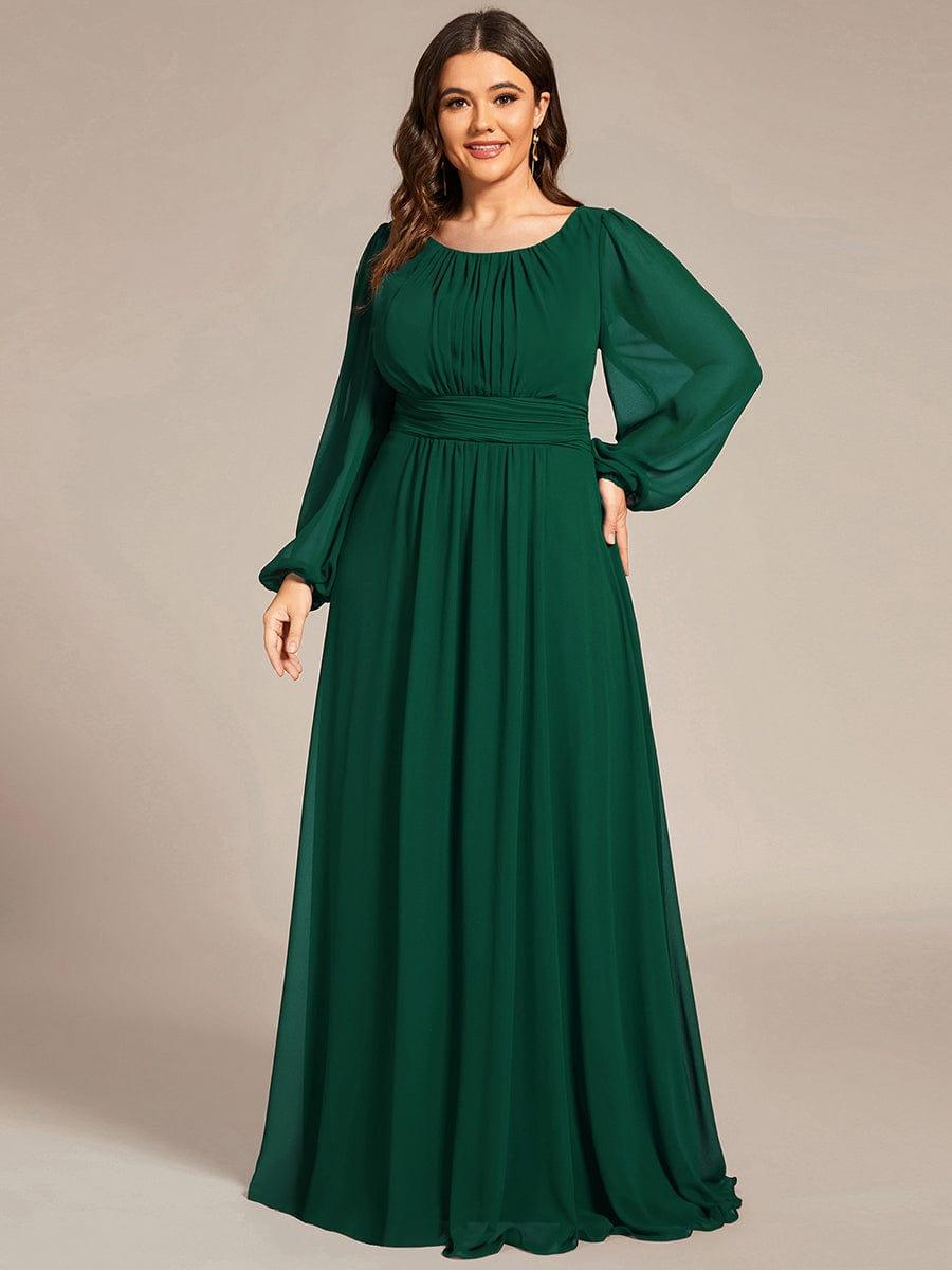 ever CELESTE|Chiffon Long Sleeve Pleated Floor Length Dress