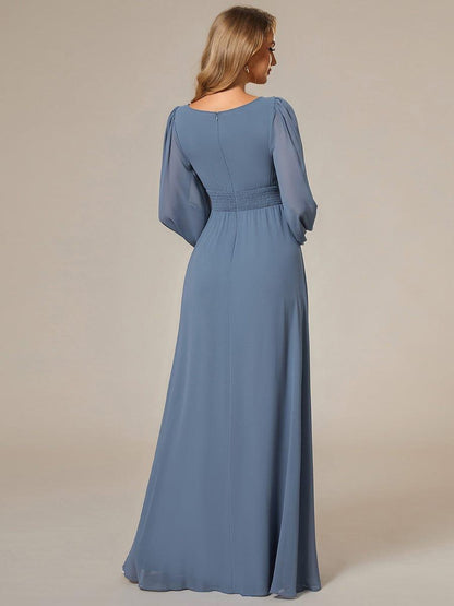ever CELESTE|Chiffon Long Sleeve Pleated Floor Length Dress
