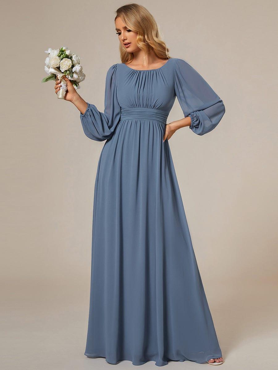ever CELESTE|Chiffon Long Sleeve Pleated Floor Length Dress