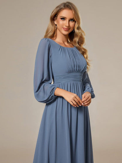ever CELESTE|Chiffon Long Sleeve Pleated Floor Length Dress