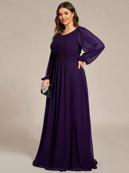 ever CELESTE|Chiffon Long Sleeve Pleated Floor Length Dress