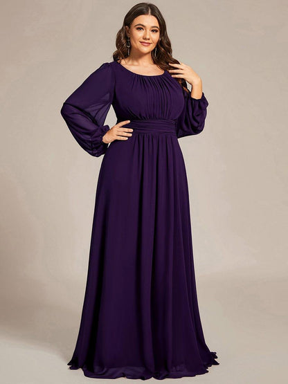 ever CELESTE|Chiffon Long Sleeve Pleated Floor Length Dress