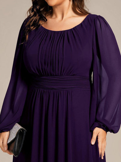 ever CELESTE|Chiffon Long Sleeve Pleated Floor Length Dress