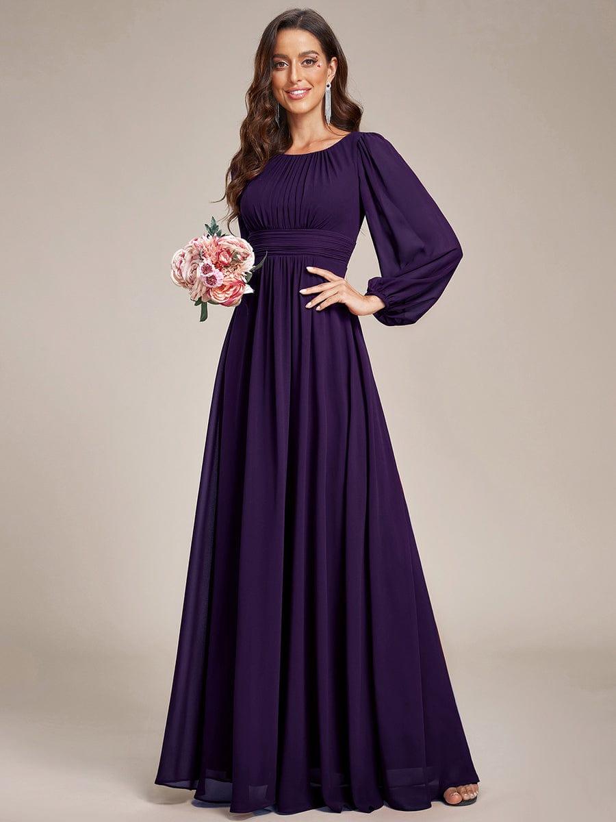 ever CELESTE|Chiffon Long Sleeve Pleated Floor Length Dress
