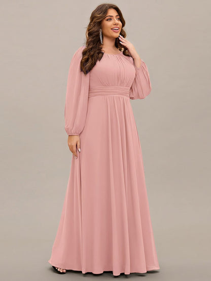 ever CELESTE|Chiffon Long Sleeve Pleated Floor Length Dress