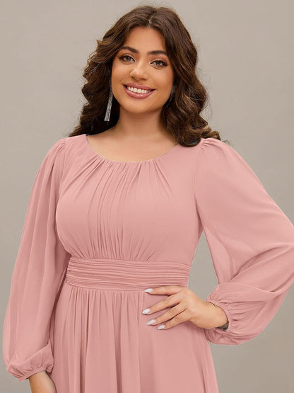 ever CELESTE|Chiffon Long Sleeve Pleated Floor Length Dress