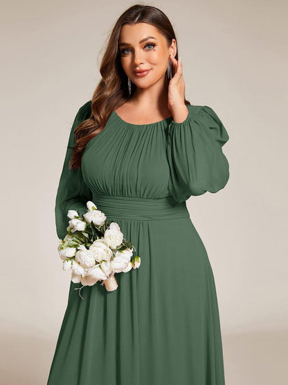 ever CELESTE|Chiffon Long Sleeve Pleated Floor Length Dress