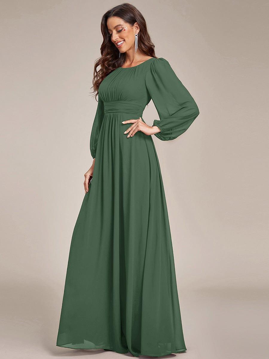ever CELESTE|Chiffon Long Sleeve Pleated Floor Length Dress
