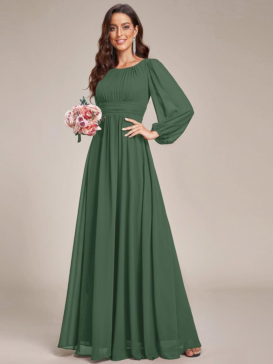 ever CELESTE|Chiffon Long Sleeve Pleated Floor Length Dress