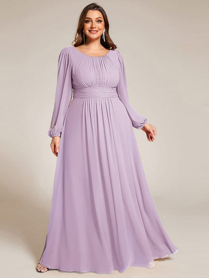 ever CELESTE|Chiffon Long Sleeve Pleated Floor Length Dress