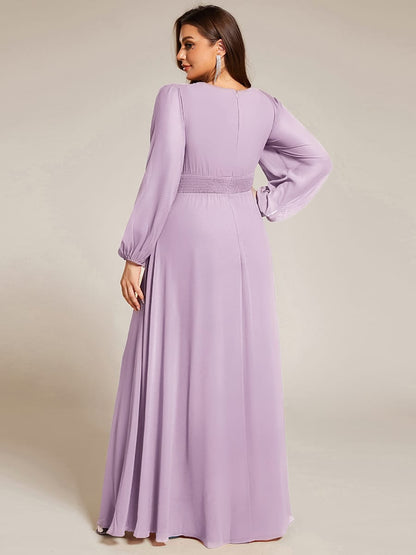 ever CELESTE|Chiffon Long Sleeve Pleated Floor Length Dress