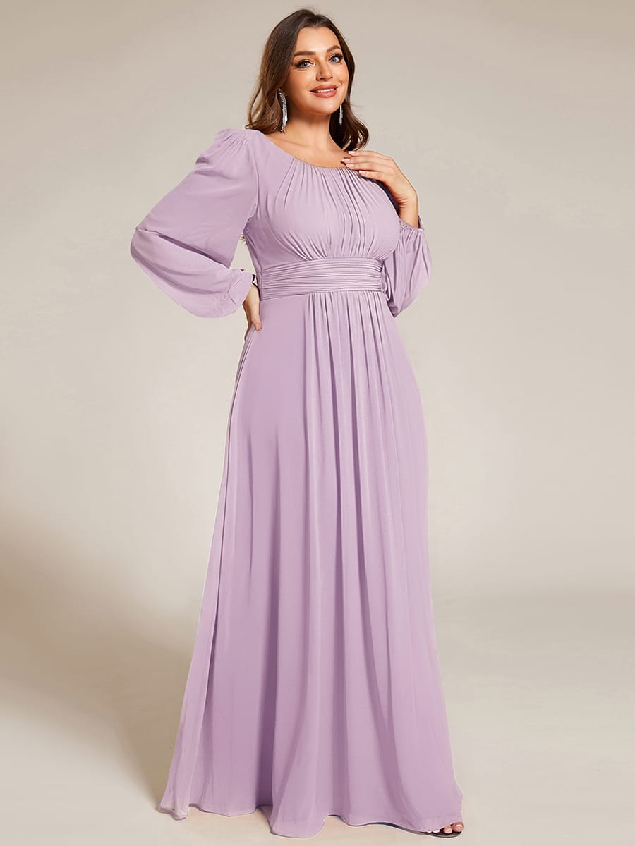 ever CELESTE|Chiffon Long Sleeve Pleated Floor Length Dress