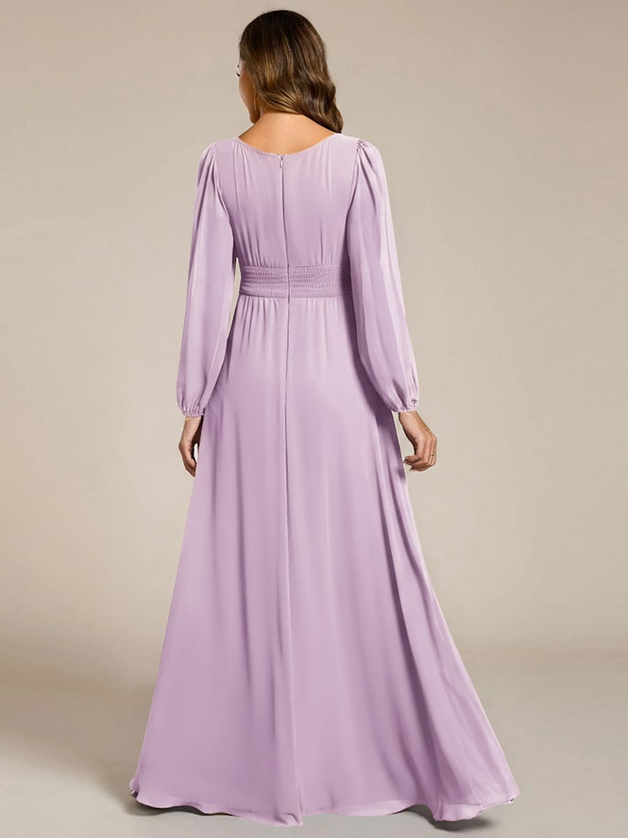 ever CELESTE|Chiffon Long Sleeve Pleated Floor Length Dress
