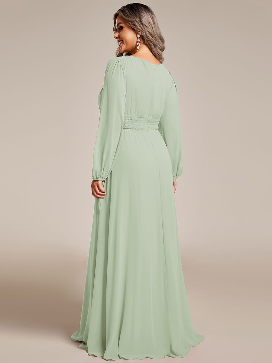 ever CELESTE|Chiffon Long Sleeve Pleated Floor Length Dress