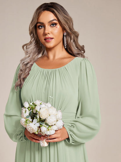 ever CELESTE|Chiffon Long Sleeve Pleated Floor Length Dress
