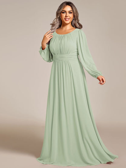 ever CELESTE|Chiffon Long Sleeve Pleated Floor Length Dress