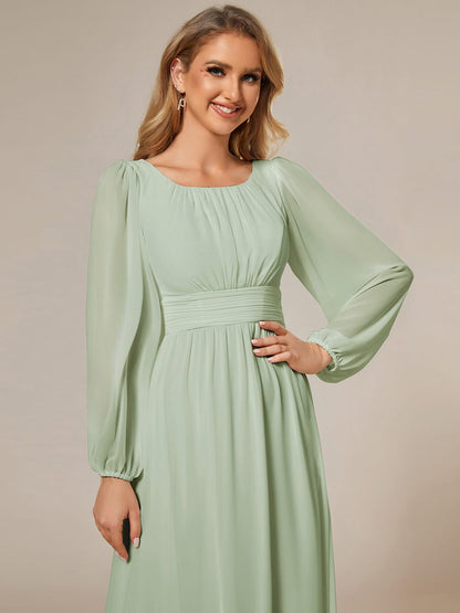 ever CELESTE|Chiffon Long Sleeve Pleated Floor Length Dress