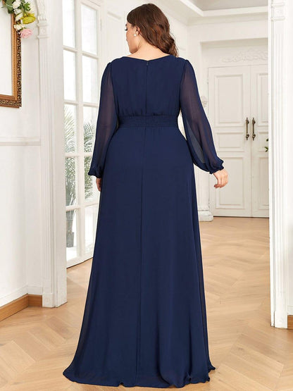ever CELESTE|Chiffon Long Sleeve Pleated Floor Length Dress