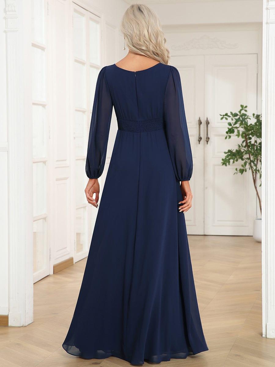 ever CELESTE|Chiffon Long Sleeve Pleated Floor Length Dress