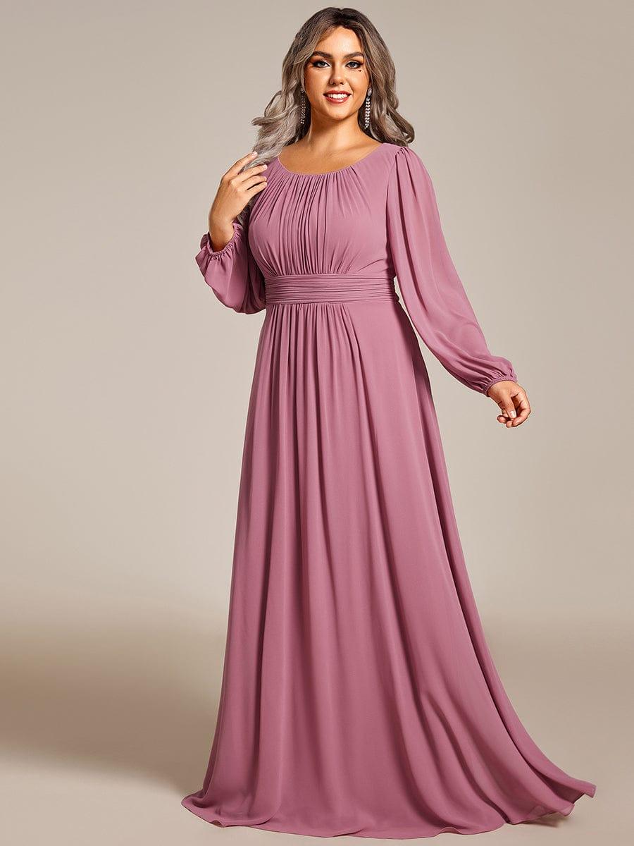 ever CELESTE|Chiffon Long Sleeve Pleated Floor Length Dress