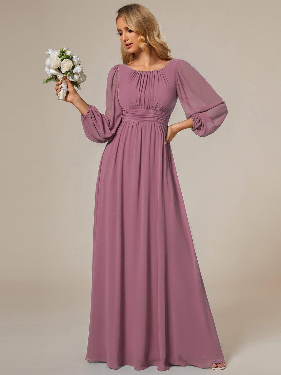 ever CELESTE|Chiffon Long Sleeve Pleated Floor Length Dress