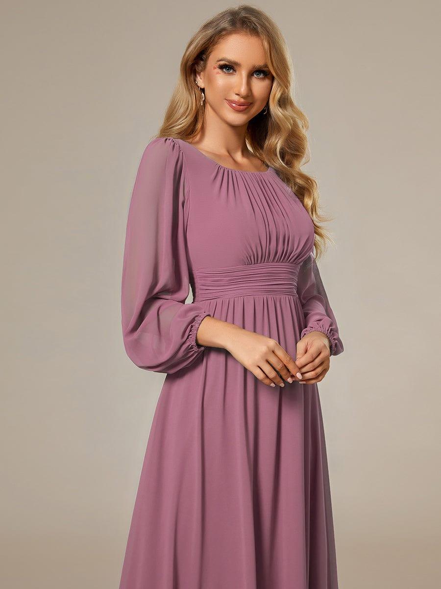 ever CELESTE|Chiffon Long Sleeve Pleated Floor Length Dress