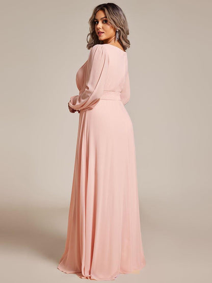 ever CELESTE|Chiffon Long Sleeve Pleated Floor Length Dress