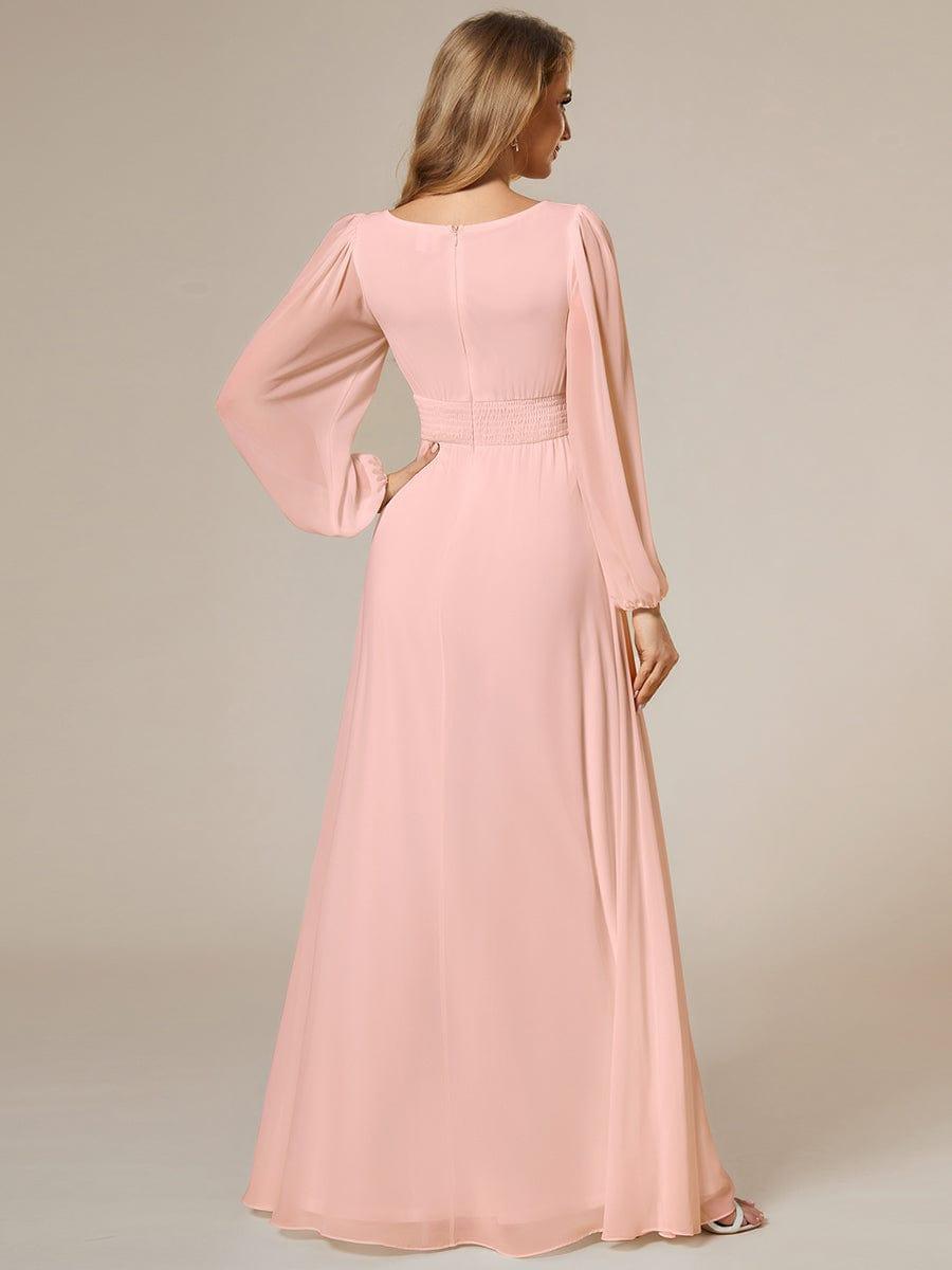 ever CELESTE|Chiffon Long Sleeve Pleated Floor Length Dress