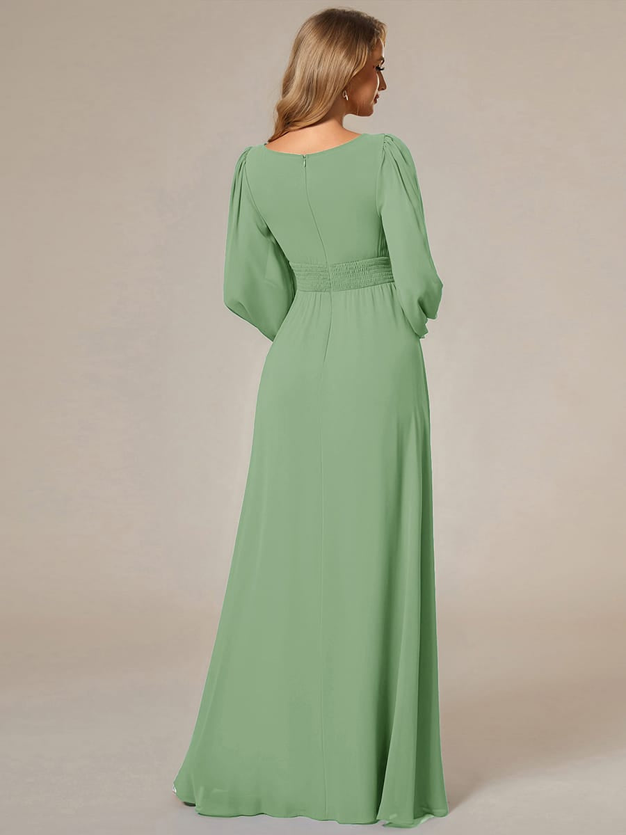 ever CELESTE|Chiffon Long Sleeve Pleated Floor Length Dress