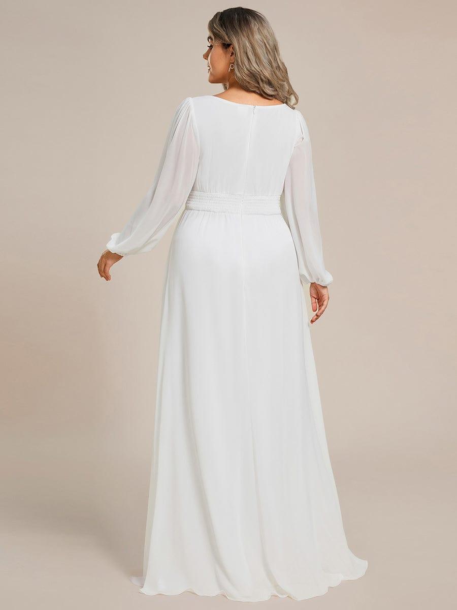 ever CELESTE|Chiffon Long Sleeve Pleated Floor Length Dress