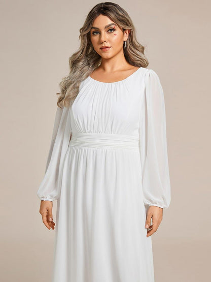 ever CELESTE|Chiffon Long Sleeve Pleated Floor Length Dress