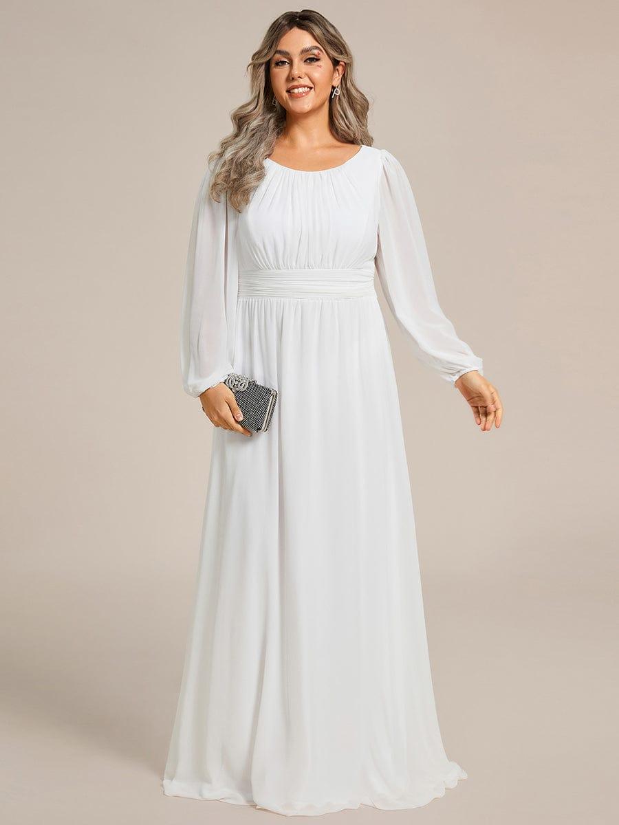 ever CELESTE|Chiffon Long Sleeve Pleated Floor Length Dress
