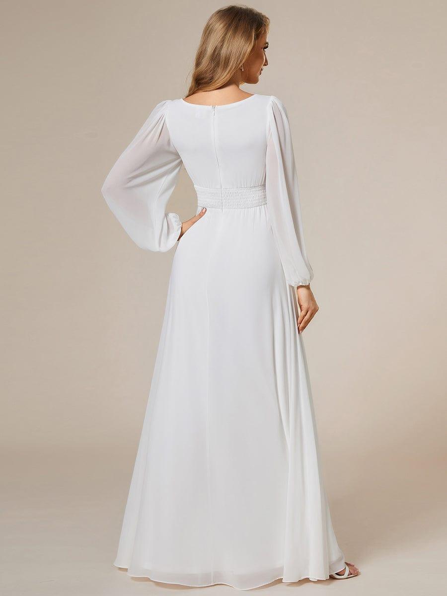 ever CELESTE|Chiffon Long Sleeve Pleated Floor Length Dress