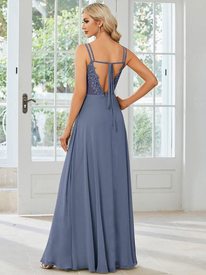 ever RUBY|Multiway Chiffon and Lace Open Back Bridesmaid Dress with Spaghetti Straps