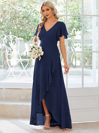 ever OREE|Charming Chiffon Bridesmaid Dress with Lotus Leaf Hemline (Final Sale)