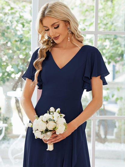 ever OREE|Charming Chiffon Bridesmaid Dress with Lotus Leaf Hemline (Final Sale)