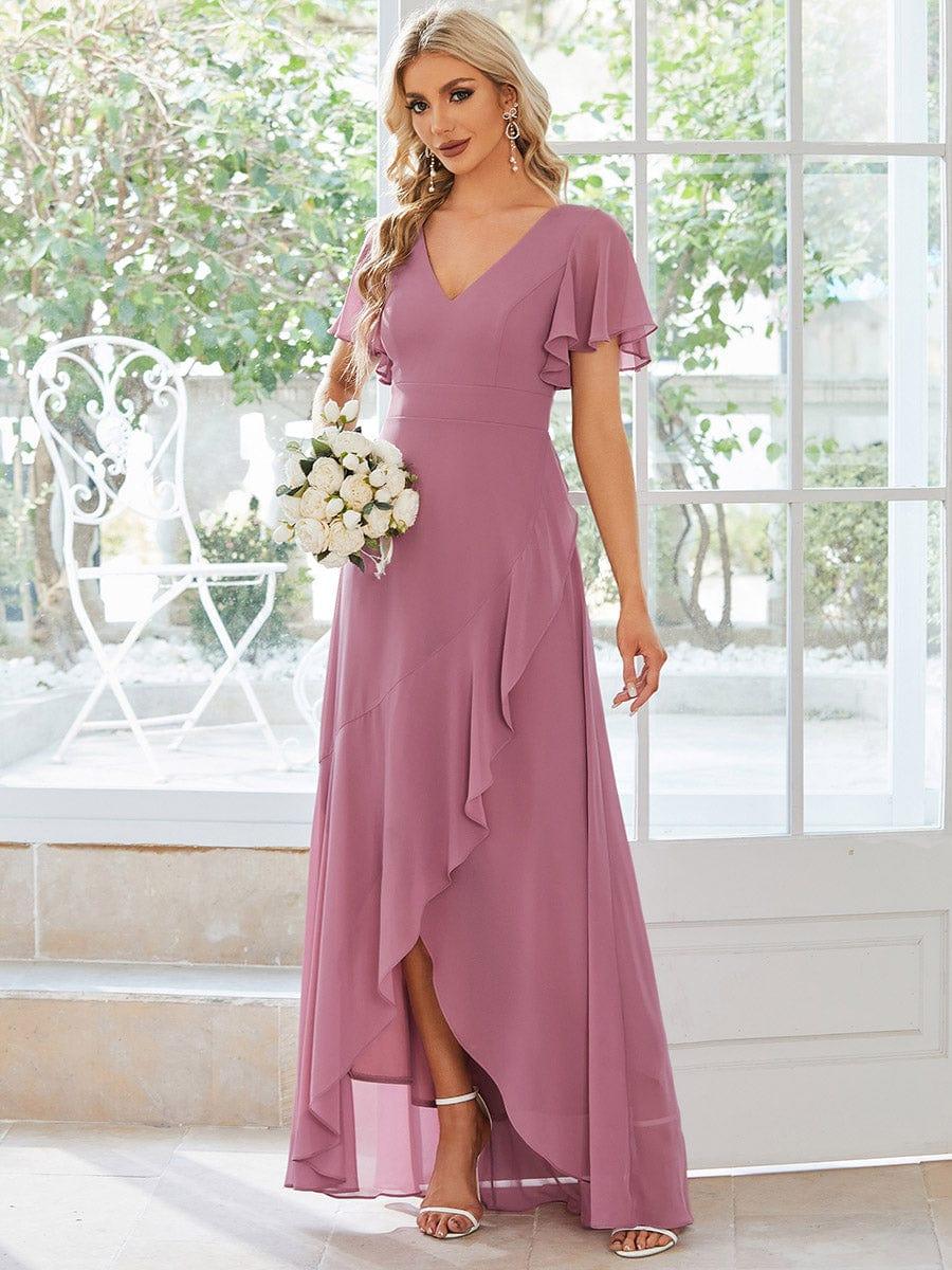 ever OREE|Charming Chiffon Bridesmaid Dress with Lotus Leaf Hemline (Final Sale)