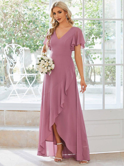 ever OREE|Charming Chiffon Bridesmaid Dress with Lotus Leaf Hemline (Final Sale)