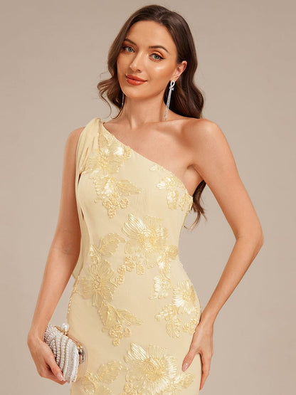 ever ARCELIA|Designer One Shoulder Ribbon Mermaid Evening Dress