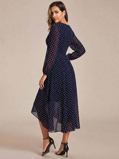 ever BRIAR|Elegant 3/4 Sleeve V-Neck High Low Chiffon Wedding Guest Dress