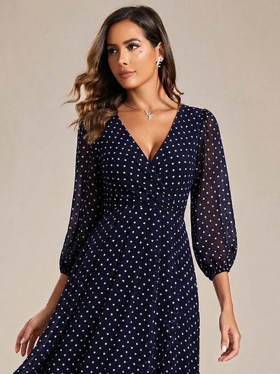 ever BRIAR|Elegant 3/4 Sleeve V-Neck High Low Chiffon Wedding Guest Dress