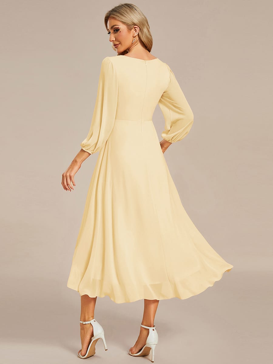 ever BRIAR|Elegant 3/4 Sleeve V-Neck High Low Chiffon Wedding Guest Dress