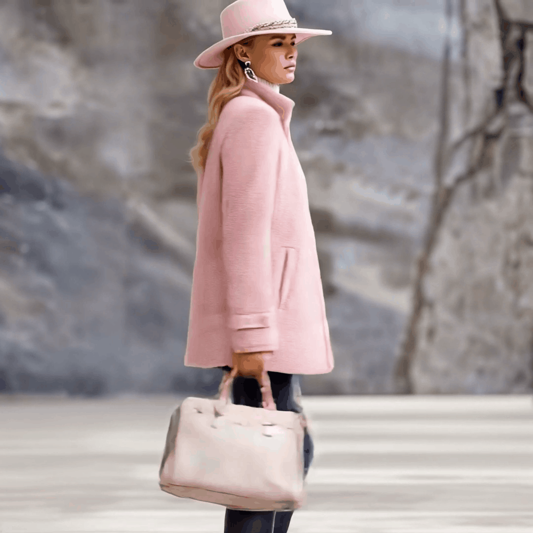 Casual Vintage Pink Polar Fleece Zip-Up Jacket Coat