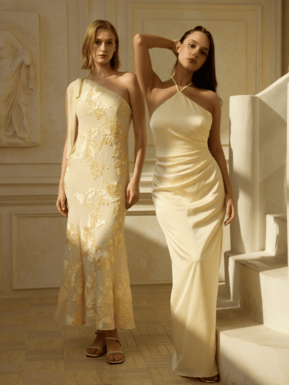 ever ARCELIA|Designer One Shoulder Ribbon Mermaid Evening Dress